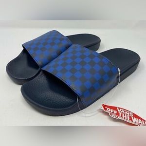 Vans Men's Slide-On Blue Checkerboard Slides Sandals India Ink Navy